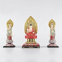月光菩薩　木彫り彫刻 日光・月光菩薩像】 (向かって右:日光菩薩 左:月光菩薩) 身丈：1