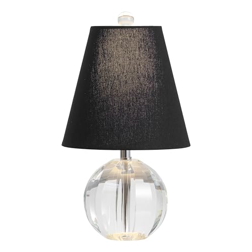 JONATHAN Y Goddard 16" Crystal Ball Orb Metal LED Table Lamp, Clear/Black