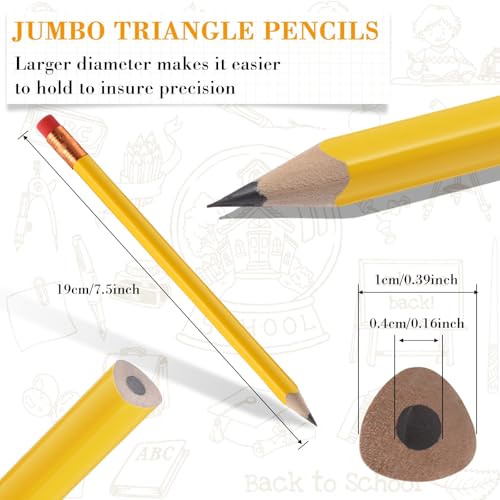 Lápices jumbo triangulares Fainne 96 piezas con goma miniatura 2