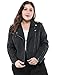 Agnes Orinda Women's Plus Size Denim Jackets Collar Inclined Zip Closure Biker Moto Jacket 2024 4X Black