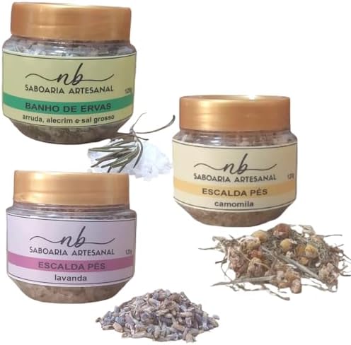 Kit 3 Escalda Pés Artesanal de Arruda Lavanda e Camomila 120g