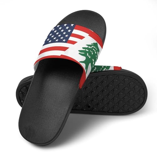 Flag of U.S. Lebanon Flag House Sandals Non-Slip Bathroom Slippers Beach Summer Shoes for Men Women4