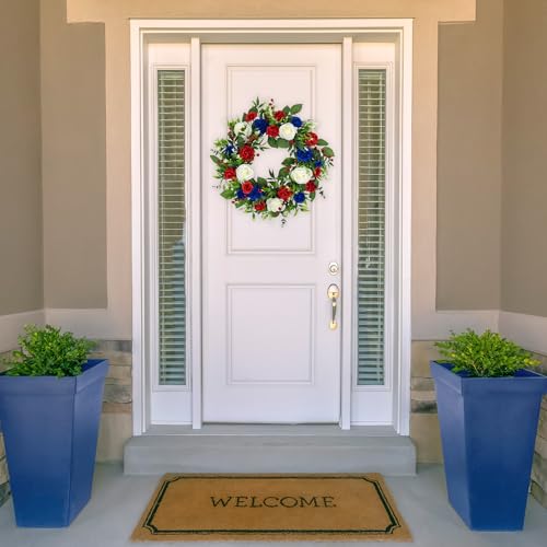 Northlight Carnation And Rose Artificial Americana Wreath thumb #2