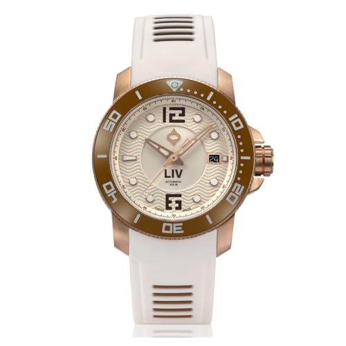 LIV GX-Diver's 41mm �X�C�X�I�[�g-1000�t�B�[�g�h�� -316L- �P�����Z���~�b�N�x�[�� - BGW9 Luminova - ���ɋ����T�t�@�C�A�N���X�^�� - �_�C�u�E�H�b�`, �o�C�G�������[�Y�B, 6.20 to 9.50 inc