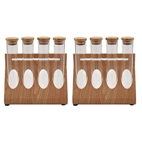 Luoilba 2 Unidades de granos de café de madera estante de exhibición de té soporte de vidrio tubo de ensayo sellado almacenamiento decorativo