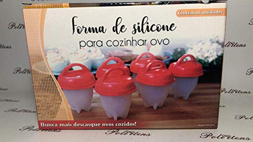 Kit com 6 Peças Forma de Silicone para Cozinhar Ovo com Tampa 75ml