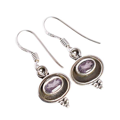 Améthyste ovale boucles d'oreilles violettes en argent sterling 925 facettées femme
