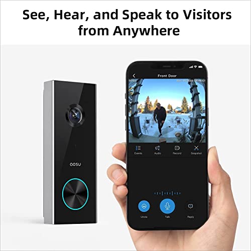AOSU Wireless Doorbell Camera, Battery-Powered Video Doorbell, 2K Resolution, No Monthly Fees, 2.4GHz WiFi, Human Detection, 120-Day Battery Life, Video Calling, Voice Changer, Work with Alexa - Image 3