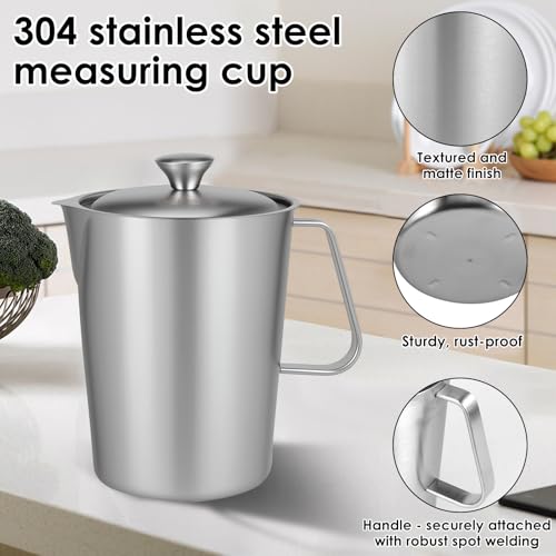 Jarra medidora de acero inoxidable 2 L con tapa miniatura 3