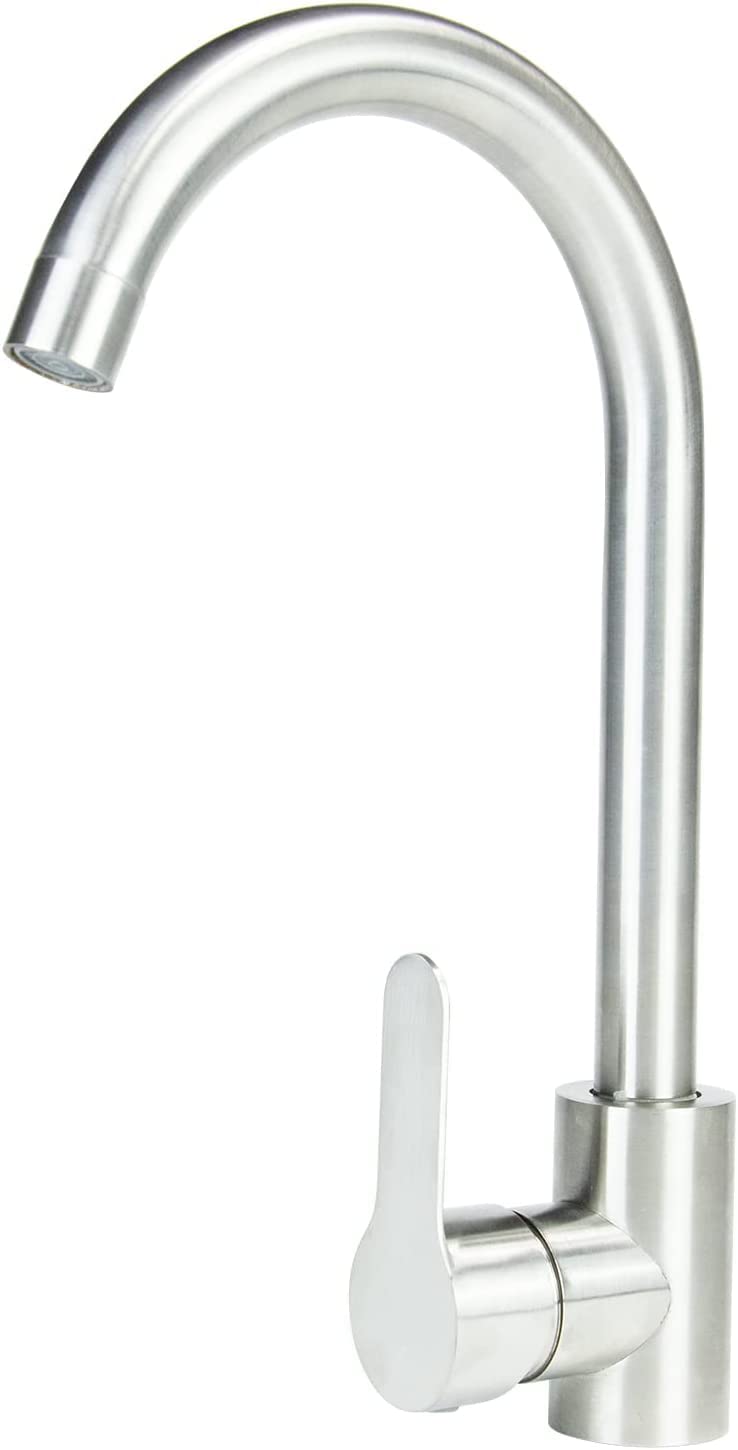 Tepengdie Kitchen Taps, Stainless Steel Kitchen Sink Tap Mixer Brushed Nickel Single Lever 360 Degree Swivel Spout Monobloc Mixer Taps for Kitchen Sink High Arc Kitchen Faucet