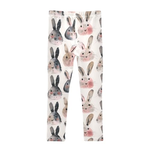 Cute Bunnies Faces 1 Girls Leggings Athletic Pants Tights Stretch Bottom2