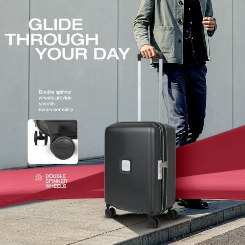 Image of American Tourister Zenrix | Cabin Trolley Bag (55 cm) | 360 8 Wheel Travel Luggage | Hard Case Polycarbonate Suitcase | Recessed TSA Lock | Black & White