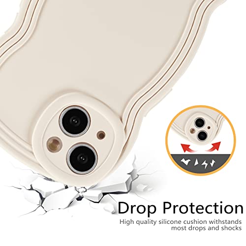 Xizyo For Iphone 13 Case 6.1 Inch Curly Wave Frame Phone Case Cute Design Color Aesthetic Phone Case Soft Tpu Shockproof Protective Bumper Case Cover For Girls, Beige #TOP2
