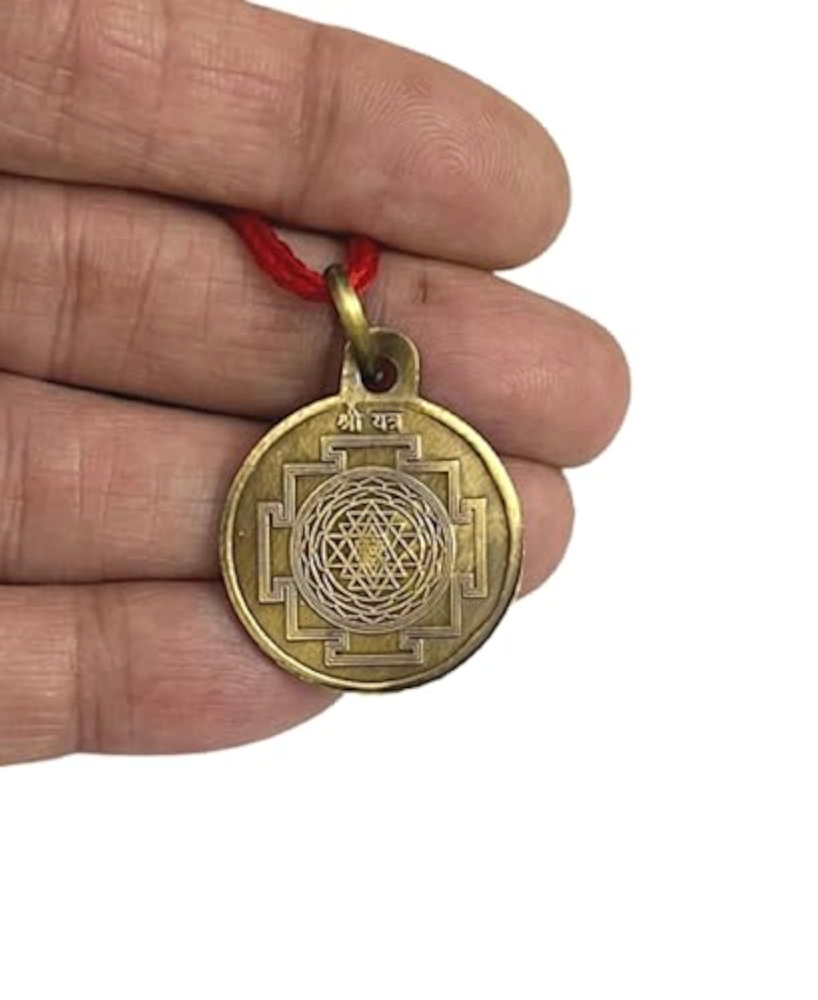 Brass Shri Yantra Pendant in Oxidized Finish