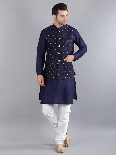 Image of Uri and MacKenzie Men's Silk Blend Kurta Pajama with Designer Ethnic Nehru Jacket /Modi Jacket