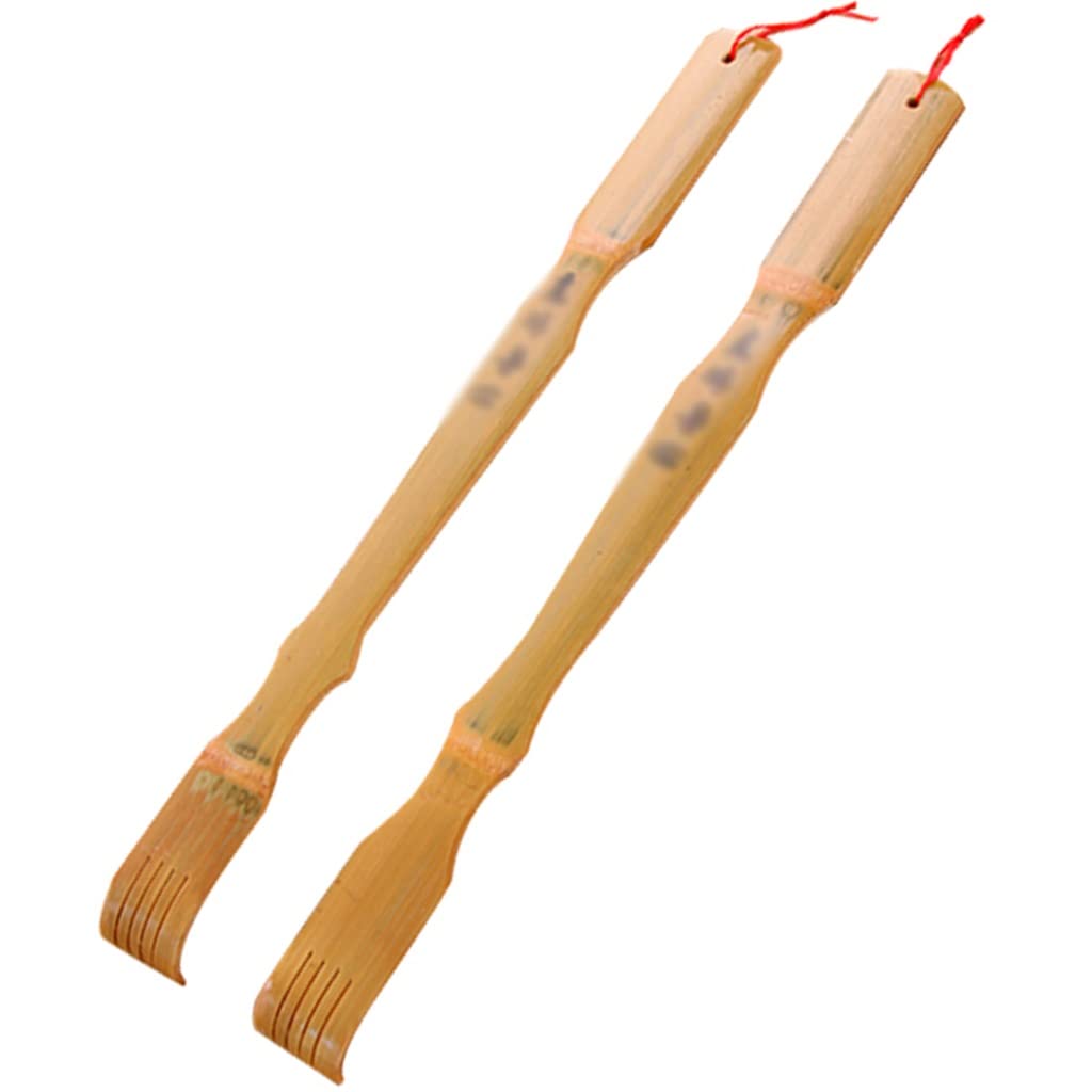 Rückenkratzer, Rückenkratzer aus Bambus mit Griff, handgefertigtes Kratzwerkzeug zur Juckreizlinderung mit Umhängeband, Beste Wahl als Geschenk(Primary Color*2)