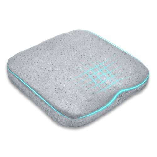 Warmiehomy Memory Foam Seat Cushion for Office Chair, Seat Pads Coccyx Cushions for Long-Sitting Pain Relief, Tailbone & Sciatica Pain Relief Cushion Wheelchair Car Seat Cushion, Grey