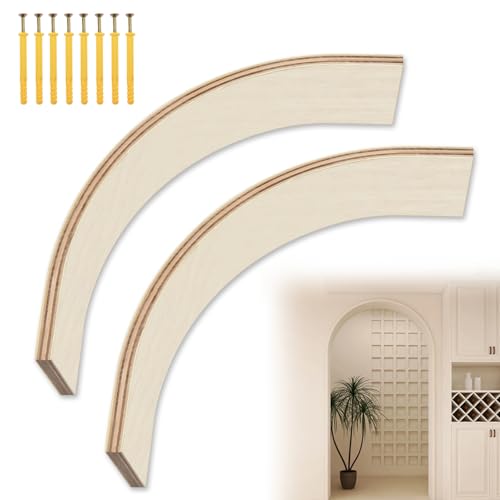 2 Pcs Wooden Doorway Arch Kit for Drywall, DIY Rounded & Half Cir...