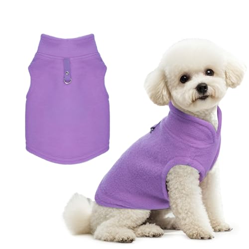 Rbenxia Gilet chien polaire anneau laisse violet large