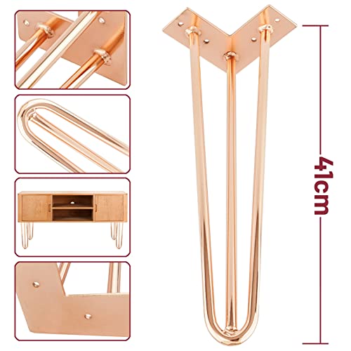 PrixPrime - Piedi da tavolo in rame con 3 aste da