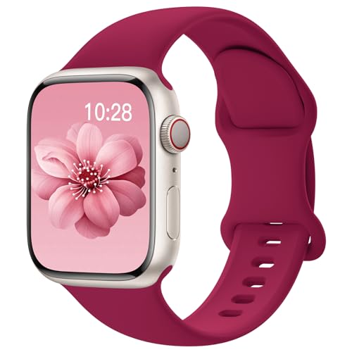 Image of Sport Silicone Band Compatible with Apple Watch Bands 40mm 38mm 41mm 44mm 45mm 42mm 49mm Women Men,Soft Wristband Waterproof Replacement Sport Strap for iWatch Bands Series 9 8 7 6 5 4 3 2 1 SE Ultra