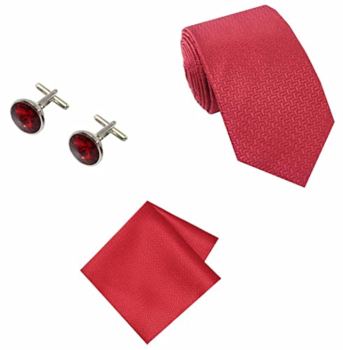 Image of TIE STUDIO Men's Necktie Pocket Square & Cufflink Set | Standard | Jacquard Fabric | Superior Stitching |