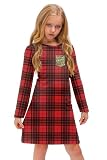 BesserBay Vestido de Navidad para niñas de manga larga a cuadros vestido festivo 110-160, Negro y Rojo | Cuadros # 2, 110 cm