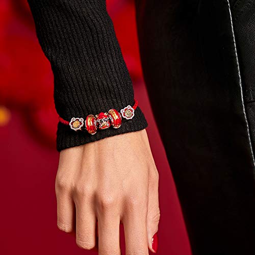 Athenaie Murano Glass 925 Sterling Silver 18K Gold Foil Charms Beads For Bracelet Red #TOP4