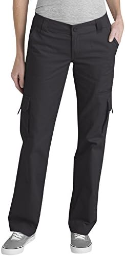 Dickies Women's Relaxed Fit Cargo Pants, Rinsed Black, 14