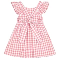 7273g# Plaid Fly Sleeve-pink and White