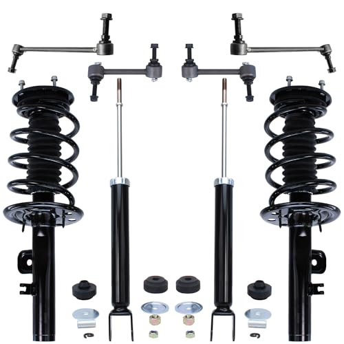 Image of Detroit Axle - Struts Shock Absorbers Kit for 2010 2011 2012 Ford Flex [Excluding Turbo Models], 2 Front Struts Coil Spring Assembly, 2 Rear Shock Absorbers, 4 Front Rear Sway Bar Links Replacement