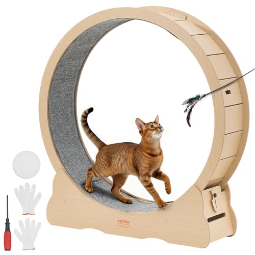 VEVOR Roue pour Chat 120 cm Roue d'exercice pour Chat 8,6-12,7 kg Tapis Roulant pour Chats Intérieur pour Course Marche Entraînement, avec Piste en Moquette,...