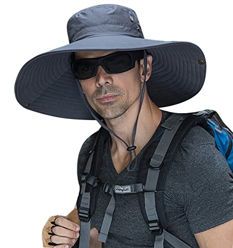Image of HUAMULAN Wide Brim Sun Hats Men and Women Bucket Safari Fishing Hat for Hiking Garden Lawn Work Camping Outdoor