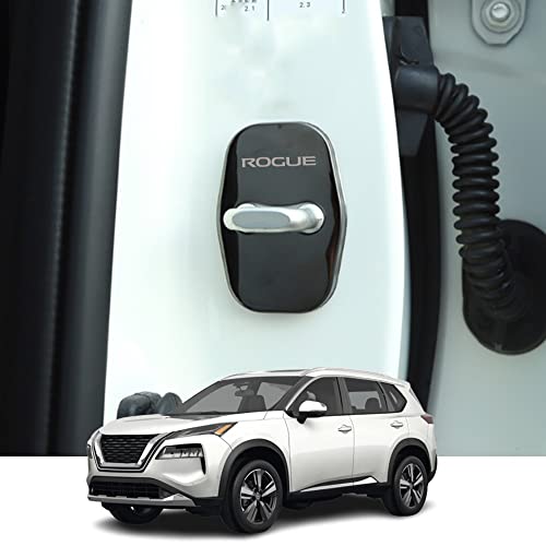 Kakash Custom Interior Accessories for Nissan Rogue 2022 2023 Stainless Steel Car Door Lock Latches Cover, Car Door Lock Protector Car Door Latch Cover Striker Protector(Black)