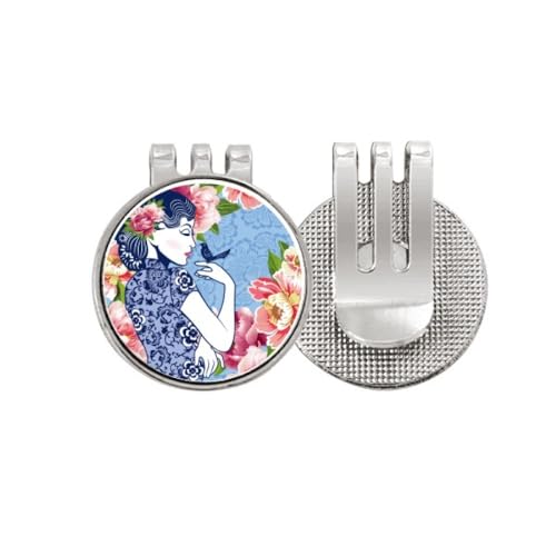 Marqueur de balle de golf magnétique oiseau et fleur en émail pour golfeur
