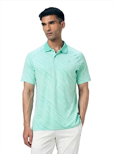 Image of TECHNOSPORT Men's Slim Fit Printed Half Sleeve Polo T-Shirt with Matpiq for Casual & Regular Use