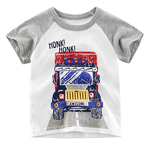 Nautysaurs 4-Pack Toddler Boys Dinosaur Excavator Truck Space T-Shirts Graphic Short Sleeve Tees (2-Excavator Truck, 3T) #TOP2