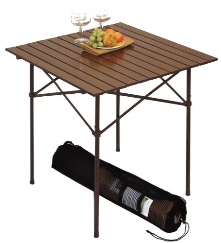 Table In A Bag Ta2727 Tall Aluminum Portable Table With Carrying Bag, Brown #TOP1