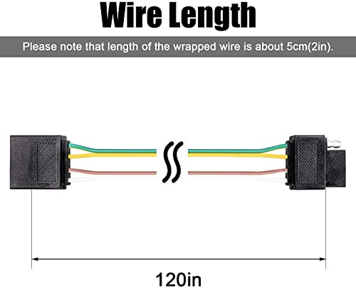 AUTOMAJOR 4 Pin Trailer Light Wire Harness Extension 10ft - 18AWG Cooper Core Wire with Male and Female PVC Plug - Replacement for All Types Trailer Boat RV Track Snowmobile Watercraft - Thumbnail 3