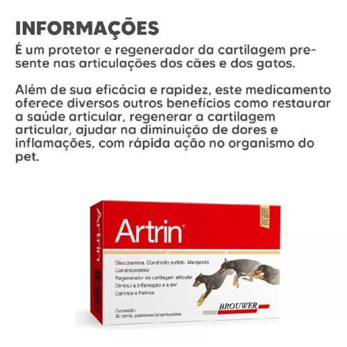3 Artrin Condroprotetor Brower para Cães Cão cachorros 90 Comprimidos KIT