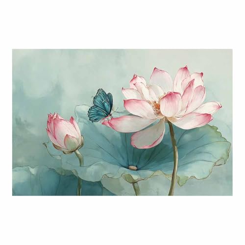 Tableau toile fleurs délicates pour habiller un grand mur de salon blanc