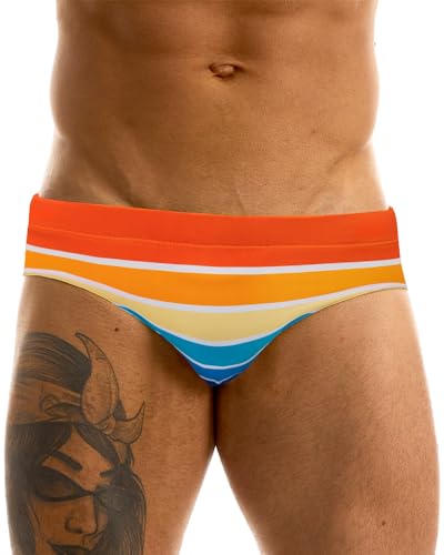 MIZOK Men's Sexy Prints Swimming Bikini Low Rise Swimwear Brief