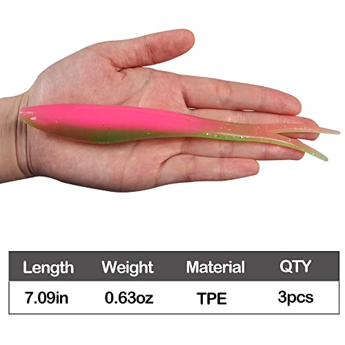 Johncoo Tpe Soft Lures 7.09In 0.63Oz Big Artificial Swimbaits Fishing Lures For Bass Pike Freshwater And Saltwater #TOP1