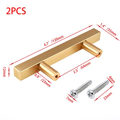Tighall 2PCS Gold Square Drawer Handle Modern Cabinet Pulls Bar Ladder Pull Shower Glass Sliding Barn Door Handle Furniture Hardware 4.7" Length, 2.5" Hole Center by Tighall - Image 2