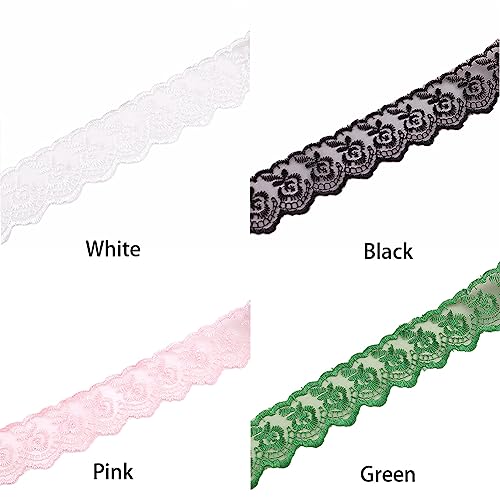 10yards Lace Edge Trim Ribbon, Floral Lace Ribbon Embroidered Applique Lace Trimming Fabric for Sewing Clothing, Dress(Pink/10yards) - Image 3