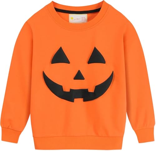 CM-Kid Kids Boys Halloween Jumper Age 6-7 Years Pumpkin Sweatshirts Cool Toddlers Long Sleeve Pullover Children Cute Crewneck Cotton Tops