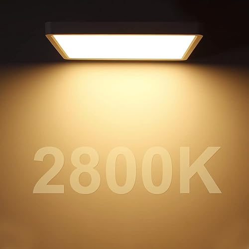 Miniatura 4 de Lámpara LED de techo empotrada, 2800 K, blanco cálido, 12 pulgadas, 24 W, 3200 lm, lámpara de techo cuadrada moderna para dormitorio, cocina, sala
