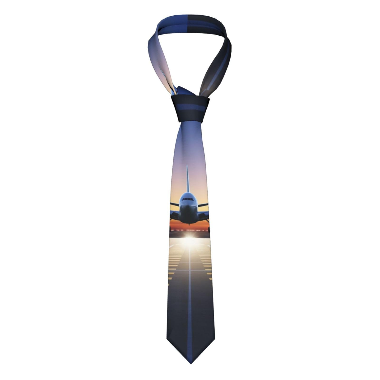 Fwjzdsp Unisex Airport Tie For Men And Boy Novelty Fun Full Print Men's Necktie Skinny Fashion Narrow Wide