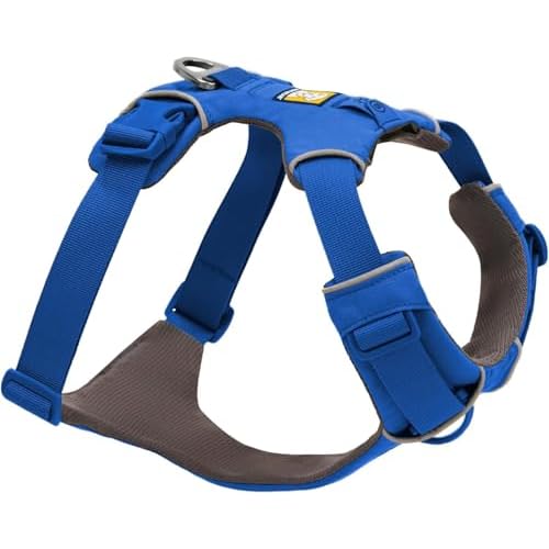 Ruffwear, Front Range Dog Harness, Reflective Soft Padded Everyday Harness with Dual Leash Clips, Adjustable and Lightweight Fit for Training or Walking for All Dogs, Blue Pool, Small