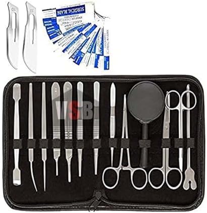 VSB-Premium Quality 26 Pcs Advanced Dissection Kit Stainless Steel Tools for Dissecting Frogs etc Best for Biology Anatomy Botany and Veterinary Students or Teachers with Case